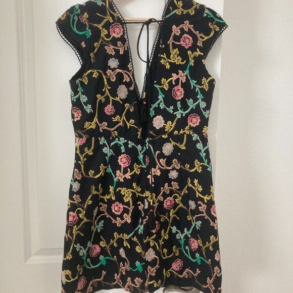 NWOT Anthropologie Mini Black Flower Dress - Picture 2 of 5
